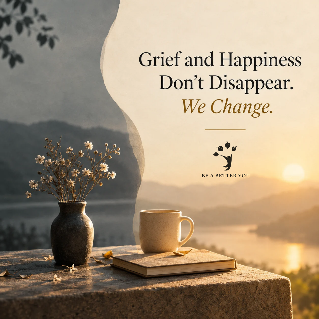 Grief and Happiness Don’t Disappear. We Change.